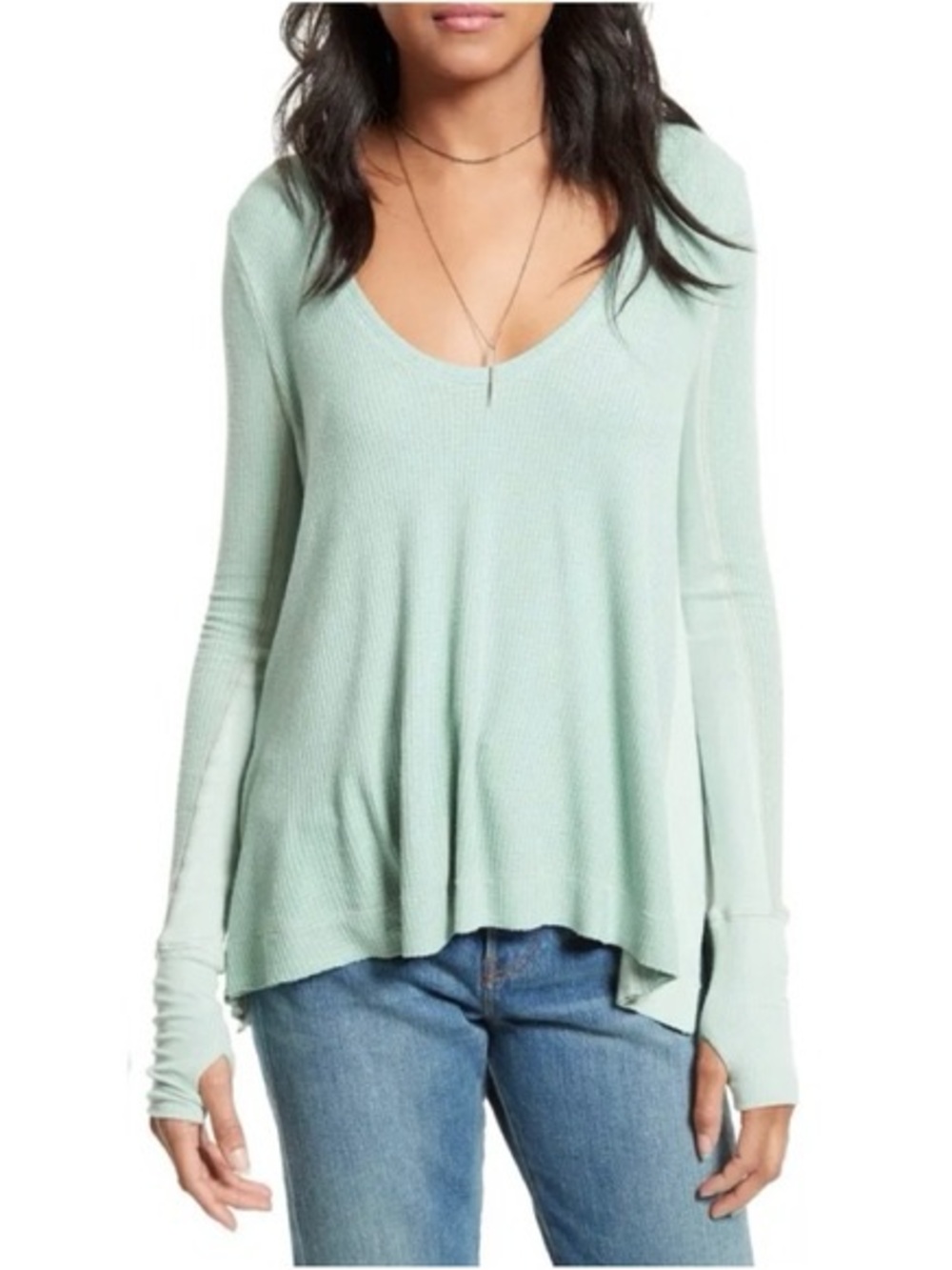 We The Free Free People Malibu Thermal Top Green Size M